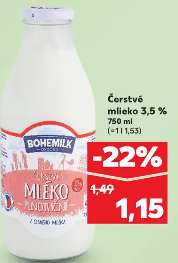 Bohemilk Čerstvé mlieko 3,5%