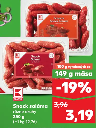 Snack saláma rôzne druhy