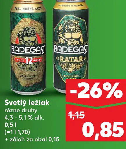 Radegast svetlý ležiak plechovka