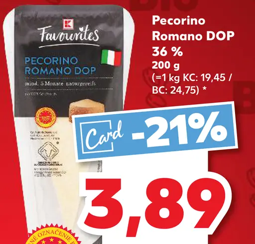 K Favourites Pecorino Romano DOP 36%