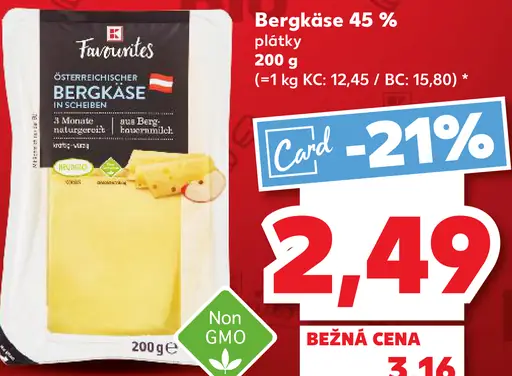 Favourites Bergkäse 45% plátky