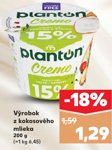 PlantON Cremo Výrobok z kokosového mlieka