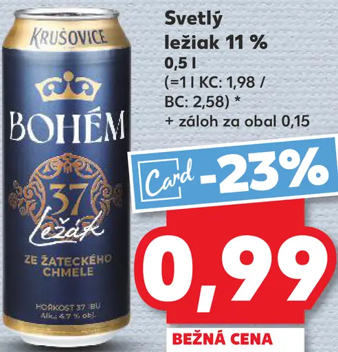 Krušovice Bohem Svetlý ležiak plechovka
