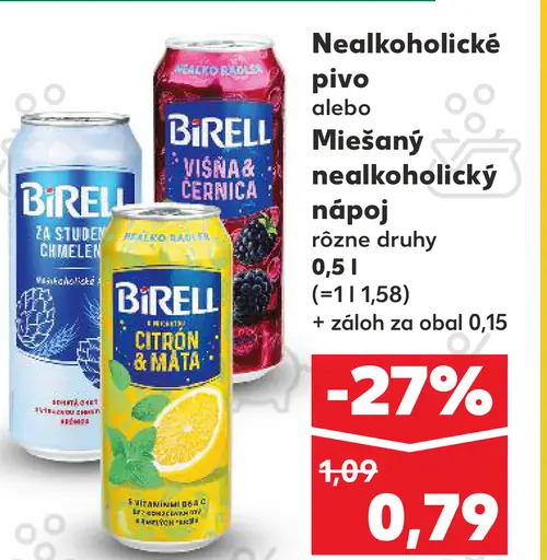 Birell Nealkoholické pivo alebo Miešaný nealkoholický nápoj