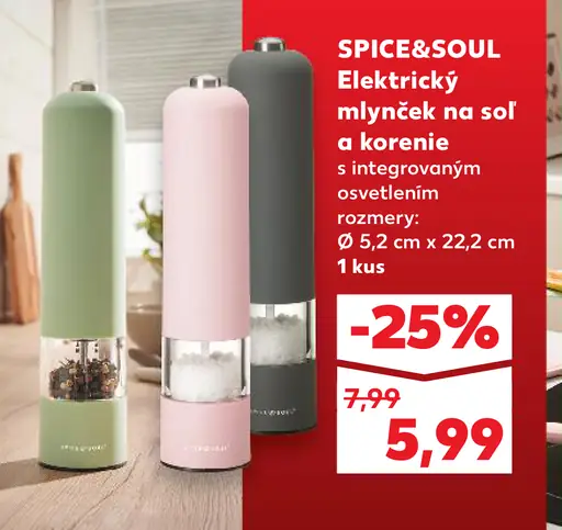 Spice&Soul Elektrický mlynček na soľ a korenie