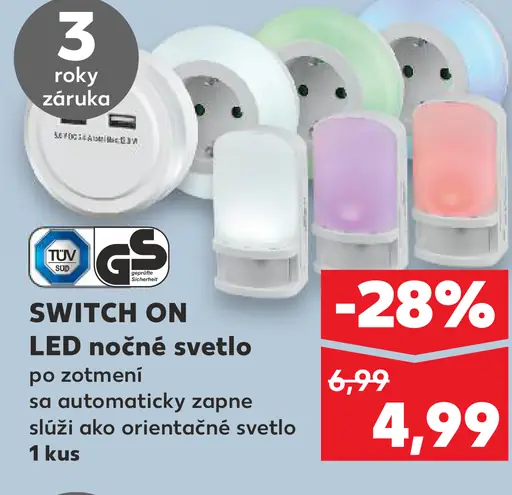 SWITCH ON LED nočné svetlo