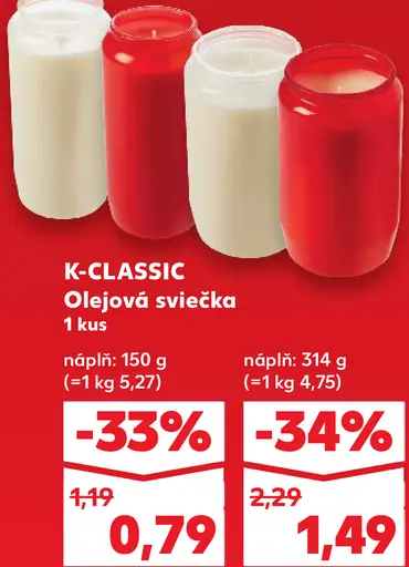 K-CLASSIC Olejová sviečka