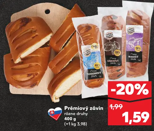 Prémiový závin rôzne druhy
