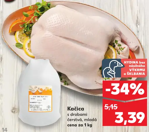 Kačica s drobami čerstvá, mladá