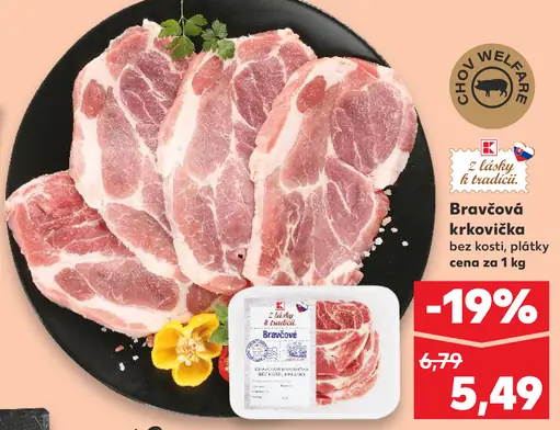 Bravčová krkovička bez kosti, plátky