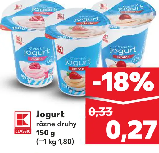 K-Classic Smotanový jogurt rôzne druhy