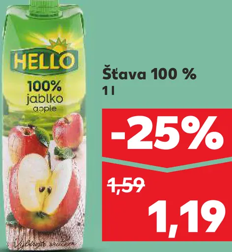 Hello 100% jablko šťava