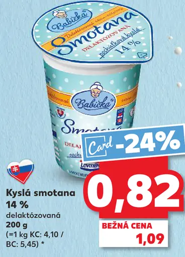Babička Kyslá smotana 14% delaktozovaná