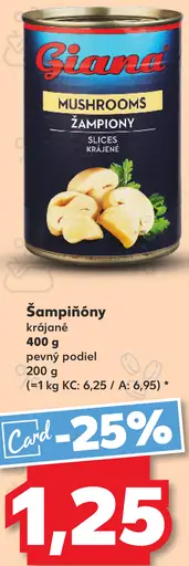 Giana Šampiňóny krájané v oleji