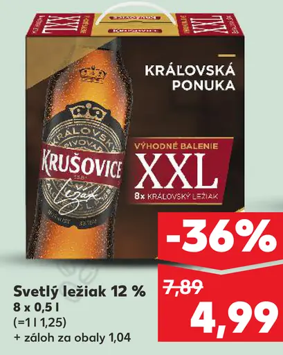 Krušovice svetlý ležiak 12% Kráľovská ponuka