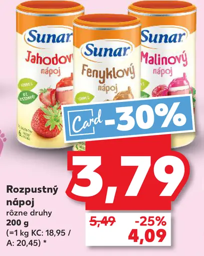 Sunar Rozpustný nápoj malinový