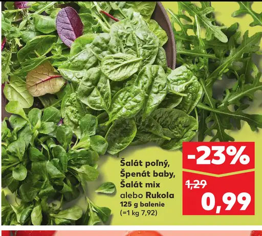 Šalát poľný, Špenát baby, Rukola alebo Šalát mix