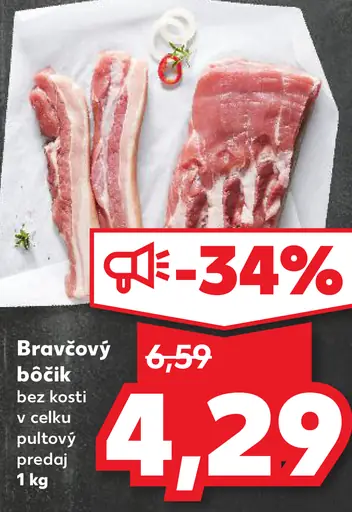 Bravčový bôčik bez kosti údený