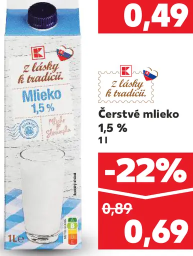 K-Classic Čerstvé mlieko 3,5 %
