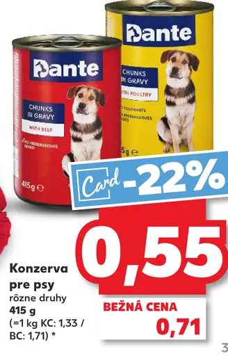 Dante Konzerva pre psy