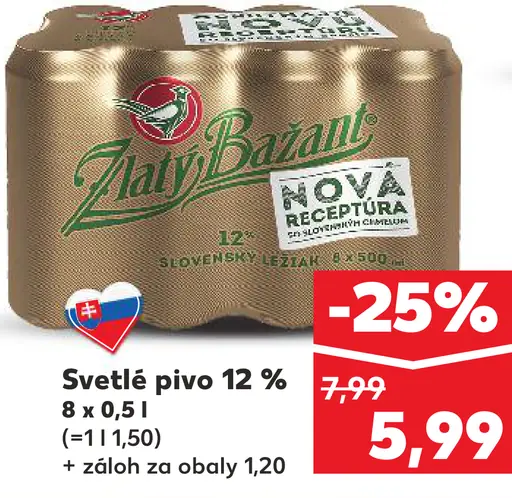 Zlatý Bažant Pivo plechovka
