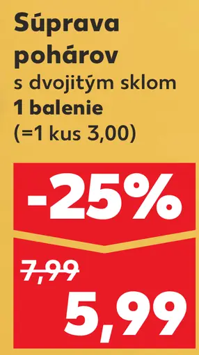 Súprava pohárov s dvojitým sklom