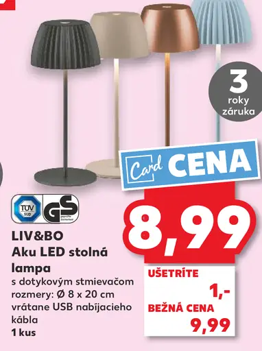 Liv&Bo Aku LED stolná lampa