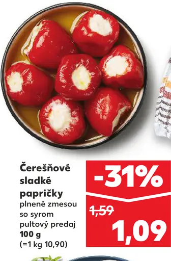 Čerešňové sladké papričky plnené zmesou so syrom