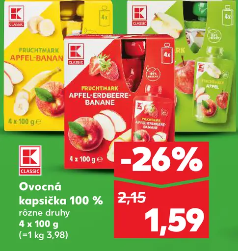 Ovocná kapsička 100% rôzne druhy