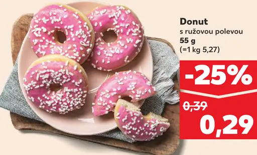 Donut s ružovou polevou