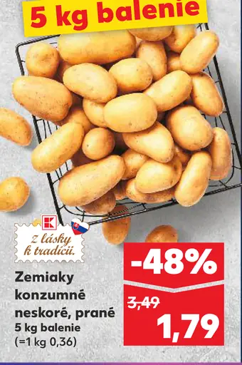Zemiaky konzumné neskoré neprané