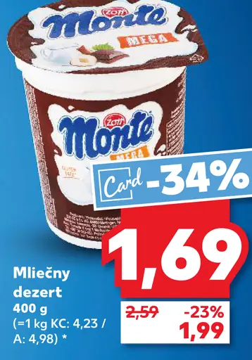Monte mliečny dezert