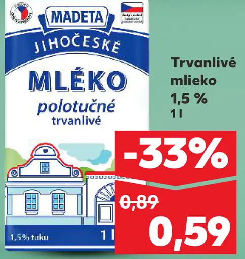 Madeta Mlieko polotučné trvanlivé
