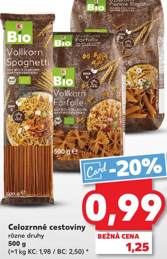 Bio Celozrnné cestoviny