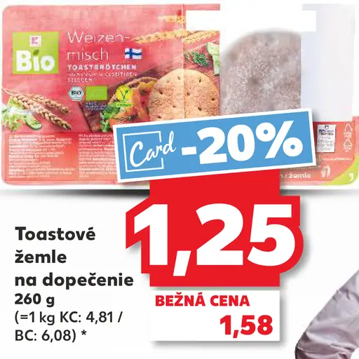 Bio Toastové žemle na dopečenie