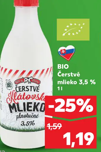 BIO Čerstvé mlieko 3,5%