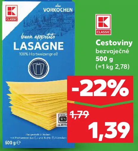 K-Classic Cestoviny bezvaječné