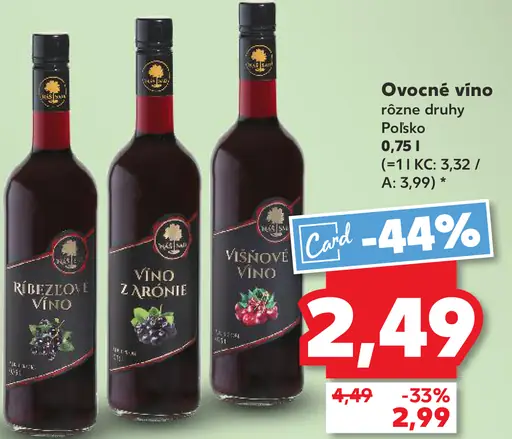 Ovocné víno rôzne druhy