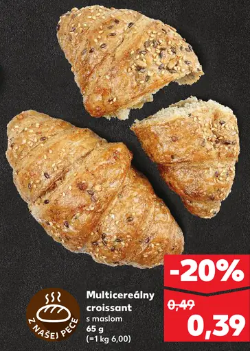 Multicereálny croissant s maslom