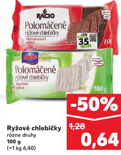 Racio Polomáčané ryžové chlebíčky mliečnokakaová poleva