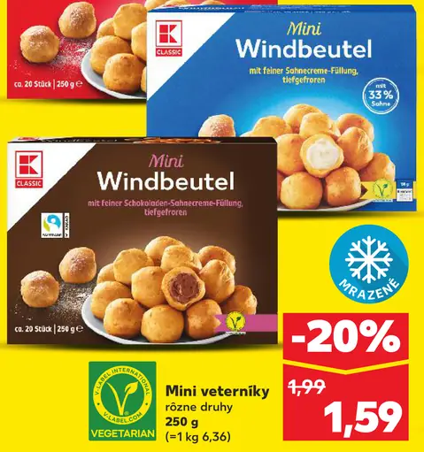 K-Classic Mini Windbeutel s vanilkovou plnkou