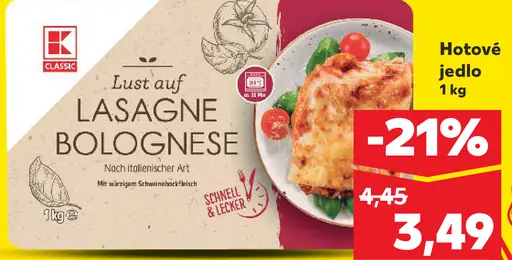 K-Classic Lasagne Bolognese hotové jedlo