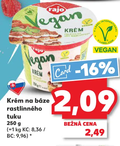 Rajo Vegan krém na báze rastlinného tuku