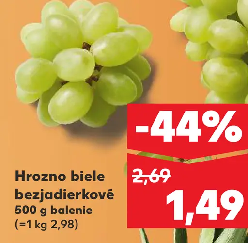 Hrozno biele bezjadierkové