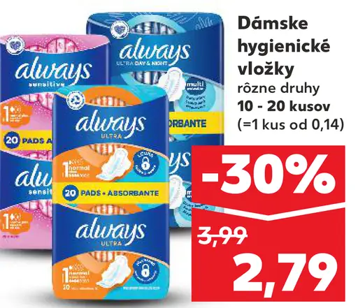Always Dámske hygienické vložky