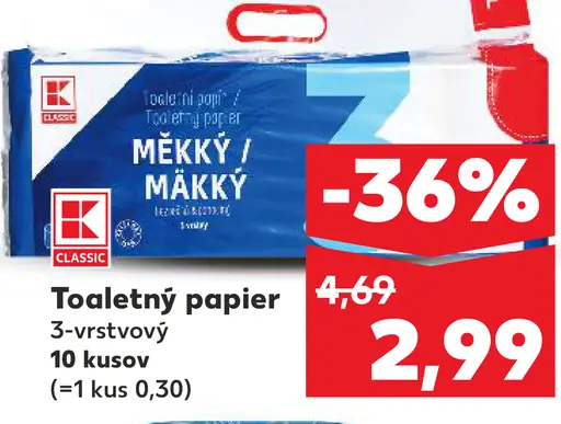 K-Classic Toaletný papier 3-vrstvový