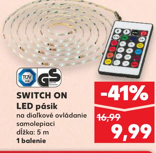 SWITCH ON LED pásik na diaľkové ovládanie