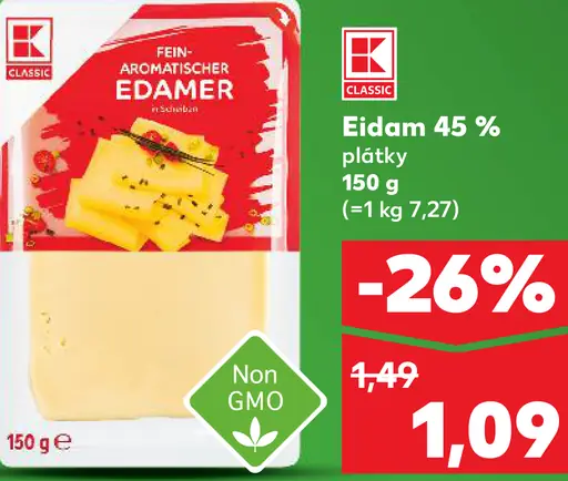K-Classic Eidam 45% plátky