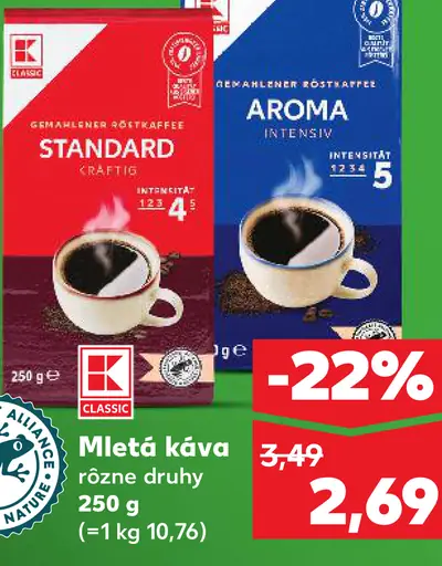 Mletá káva rôzne druhy