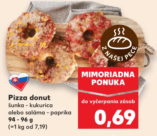 Pizza donut šunka - kukurica alebo saláma - paprika